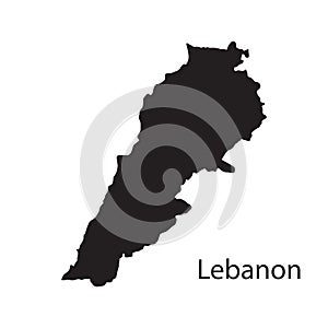 Lebanon map vector, isolated on white background. Black template, flat earth. Simplified, generalized world with round corners.