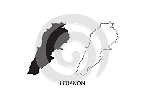 Lebanon map vector, isolated on white background. Black template, flat earth. Simplified, generalized world with round corners