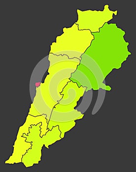 Lebanon population heat map as color density illustration