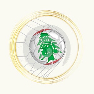 Lebanon scoring goal, abstract football symbol with illustration of Lebanon ball in soccer net