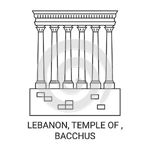 Lebanon, Temple Of , Bacchus travel landmark vector illustration