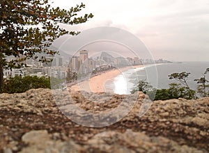 Leblon Beach View from Penhasco Dois Irmaos Park Rio de Janeiro Brazil.