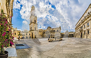 Lecce, Italy - Piazza del Duomo square and Virgin Mary Cathedral , Puglia, southern Italy