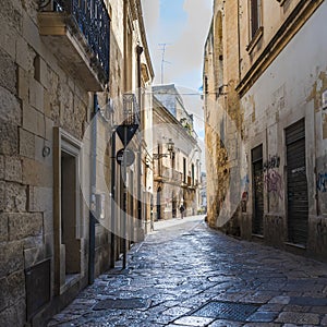 Via Ascanio Grandi, one of many narrow lanes in Lecce