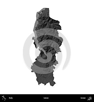 Lecco, Italy, isolated on white. Grayscale