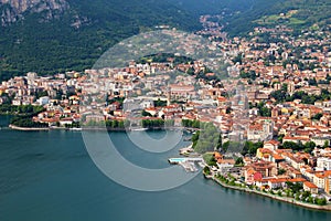 Lecco town on the Como lake, Italy photo