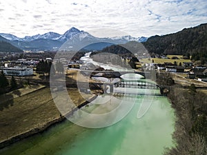 Lech river, Tyrol, Austria. Drone photo
