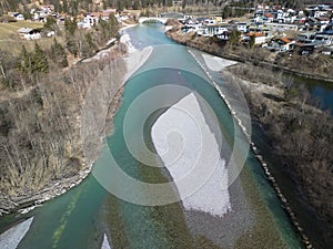 Lech river, Tyrol, Austria. Drone photo