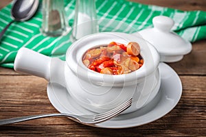 Lecho - stew with peppers, onions and sausages