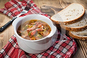 Lecho - stew with peppers, onions and sausages