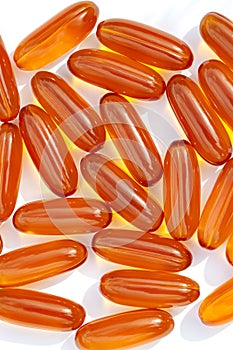 Lecithin supplement capsules close up.