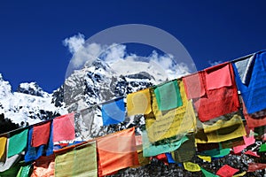 lection on the flag in the Mingyong Glacier