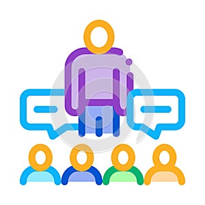 Lector discuss with audience icon vector outline illustration photo