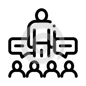 Lector discuss with audience icon vector outline illustration photo