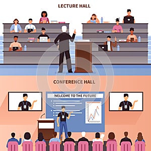 Lecture And Conference Hall Banner Set