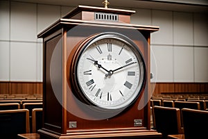 A lecture hall clock pacing the rhythm of knowledge photo