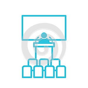 Lecture icon, Isolated on white, From blue icon set