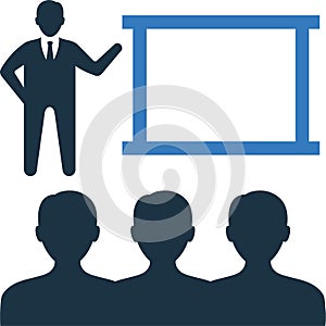 Lecture, meeting, presentation icon. Simple editable vector graphics