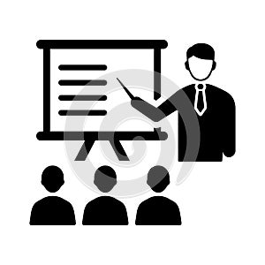 Lecture, presentation, teaching icon. Black vector sketch
