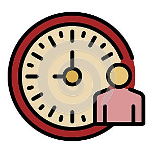Lecture time clock icon color outline vector