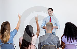 Lecturer with students at classroom