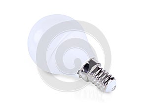 LED bulb E14 lamp holder on white background