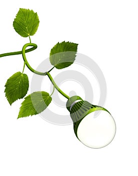 Led Bulb with Green Stem and Leaves