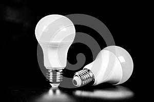 LED Bulb with Lighting on black background