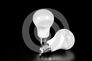 LED Bulb with Lighting on black background