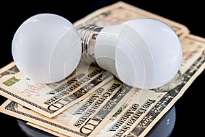 Led bulb with usa money isolated