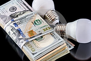 Led bulb with usa money isolated