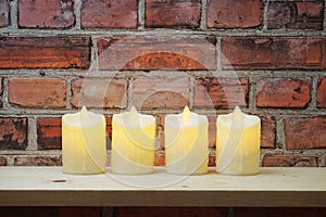 LED Candle Light electronic old brick wall background