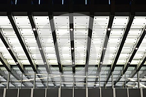 Led canopy above the entrance of modern building