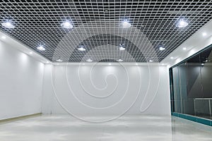 Led ceiling lights on modern commercial building ceiling