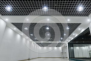 Led ceiling lights on modern commercial building ceiling