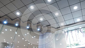Led ceiling lights on modern commercial building ceiling