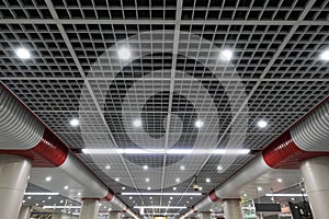 Led ceiling spot lighting in modern building Modern architecture roof