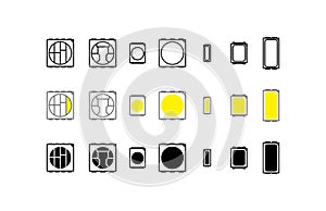 Led chip icon,  line color vector illustration