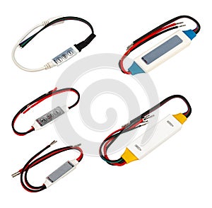 LED controllers set isolated on white background