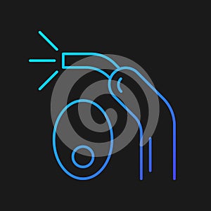 LED curing light gradient vector icon for dark theme