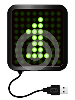 LED Display shows cipher 1 - USB cable