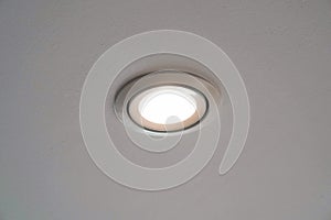 LED downlight or ceiling light Installed on a gray ceiling.