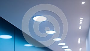 LED downlight fixture embedded in white ceiling background for clean, minimal, and efficient interior lighting