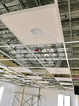 LED Downlight Installed on White T-Bar Ceiling