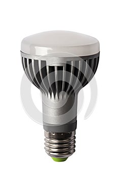 LED energy safing bulb. R63 E27. Isolated object