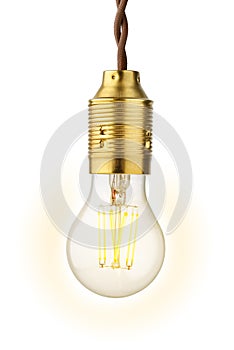 LED filament bulb glowing