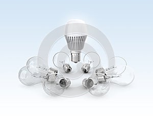 LED and filaments light bulbs photo