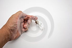 LED flashlight mini bulb with U shape keychain isolate on white