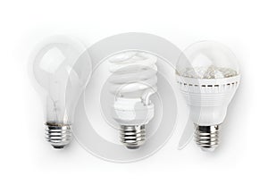 LED Fluorescent and Incandescent Light Bulbs photo