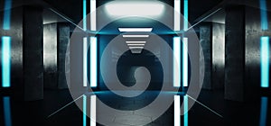 Led Futuristic Modern Sci Fi Dark Elegant Grunge Concrete Empty Long Tunnel Corridor Reflective Material Empty Space For Text And